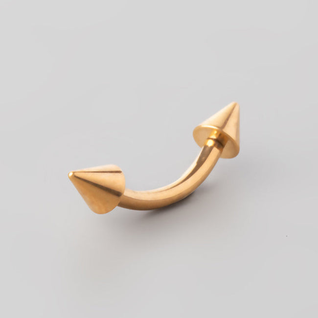 Curved Barbell with Spikes in Gold - Titanium - Camden Body Jewellery