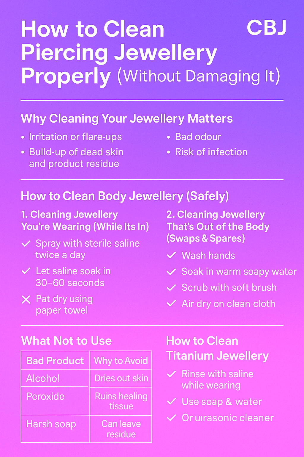 How to Clean Piercing Jewellery Properly (Without Damaging It)
