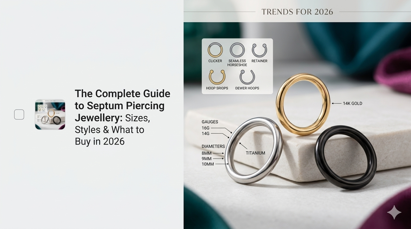 The Complete Guide to Septum Piercing Jewellery: Sizes, Styles & What to Buy in 2026