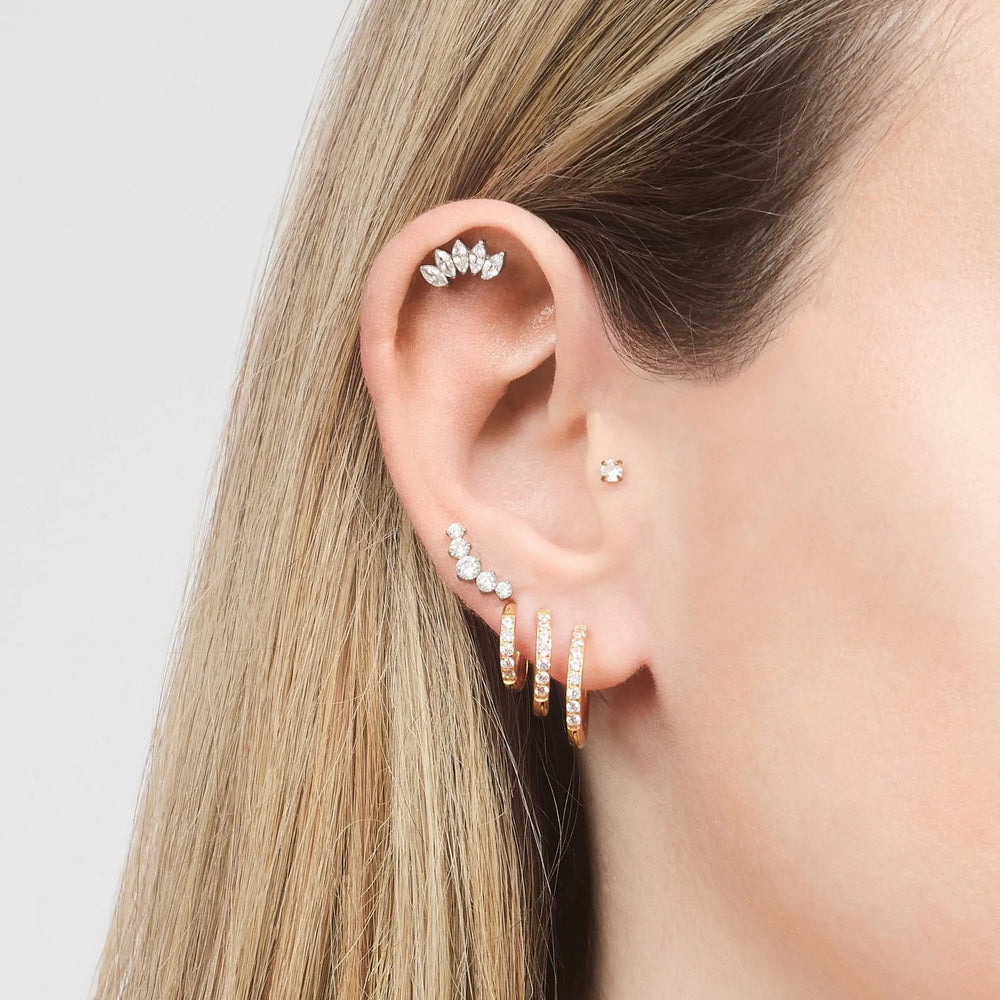 Five CZ Curved Gem Threadless Labret - Titanium