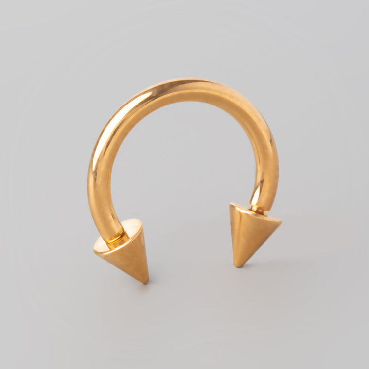 Circular Barbell with Spikes in Gold - Titanium