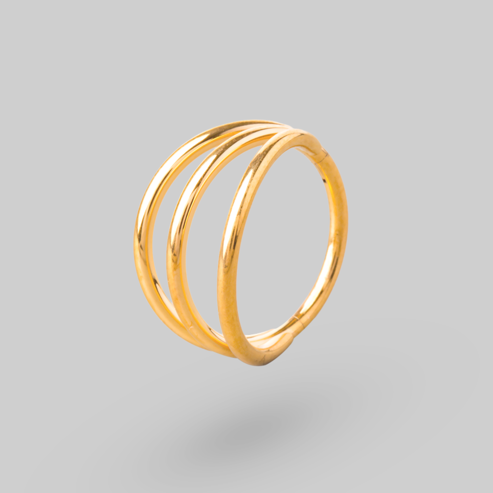 Triple Stack Segment Hoop in Gold - Titanium - Camden Body Jewellery