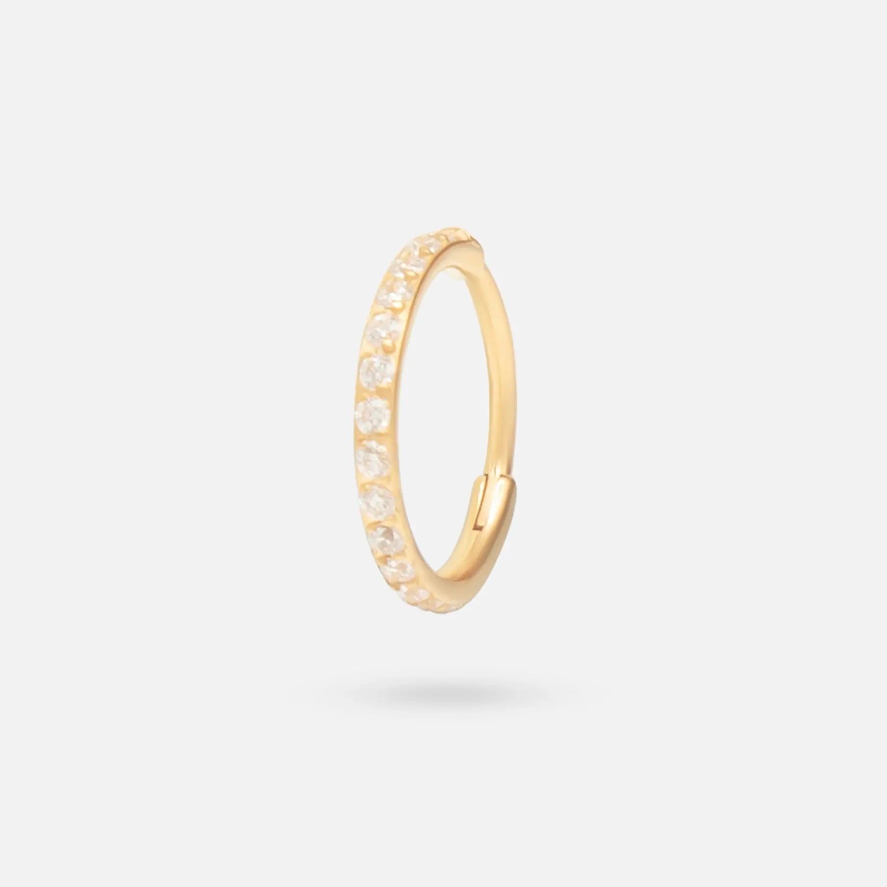 Clicker Pin Segment Ring Side Face Clear CZ in Gold - Titanium - Camden Body Jewellery