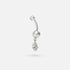 Bezel Set CZ with 4 CZ Hang Belly Bar - Titanium - Camden Body Jewellery