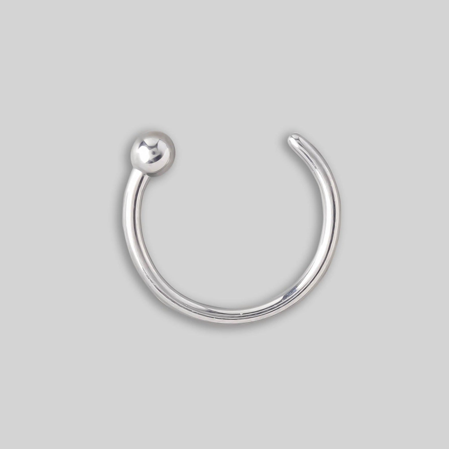 Ball End Nose Ring Hoop in Silver - Titanium - Camden Body Jewellery