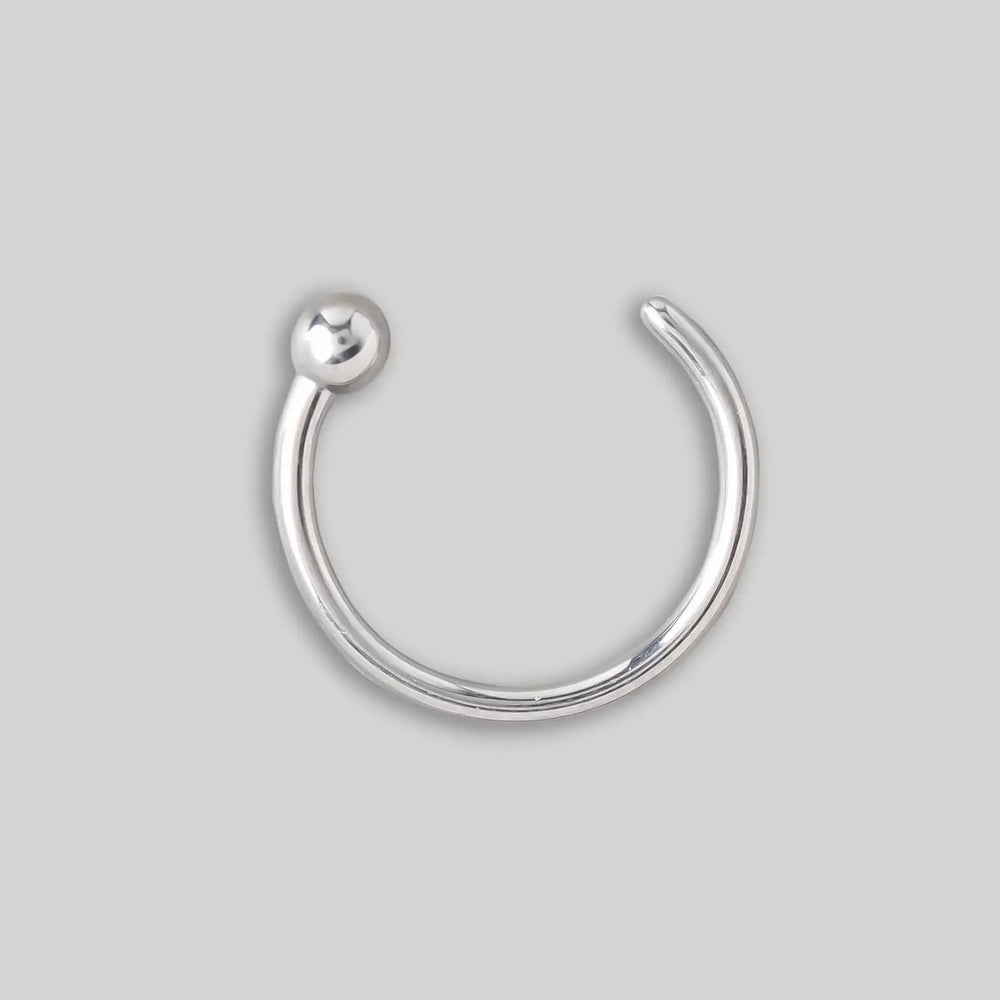 C Shape Nose Ring Ball End in Silver - Titanium