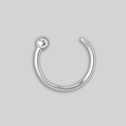 C Shape Nose Ring Ball End in Silver - Titanium - Camden Body Jewellery