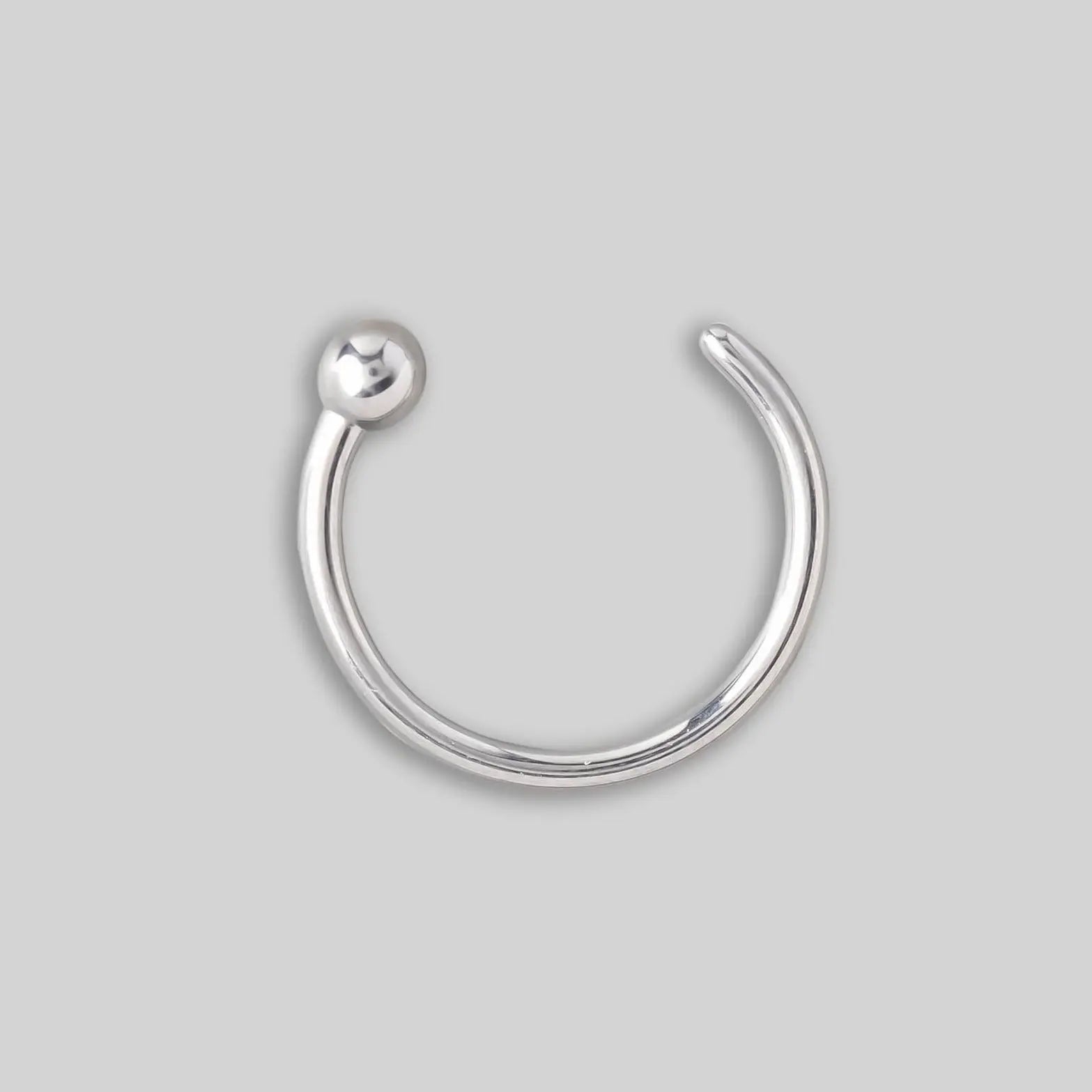C Shape Nose Ring Ball End in Silver - Titanium - Camden Body Jewellery