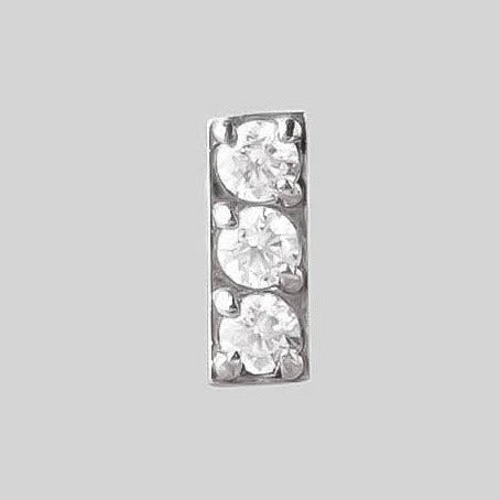 3 CZ Tile Labret in Silver - Titanium - Camden Body Jewellery