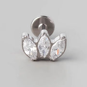 Triple Marquise CZ Labret in Clear Gem - Titanium - Camden Body Jewellery