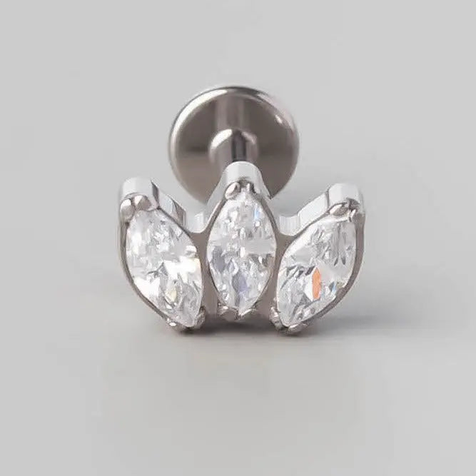 Triple Marquise CZ Labret in Clear Gem - Titanium - Camden Body Jewellery
