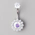 Flower Belly Bar with AB CZ Top - Titanium - Camden Body Jewellery