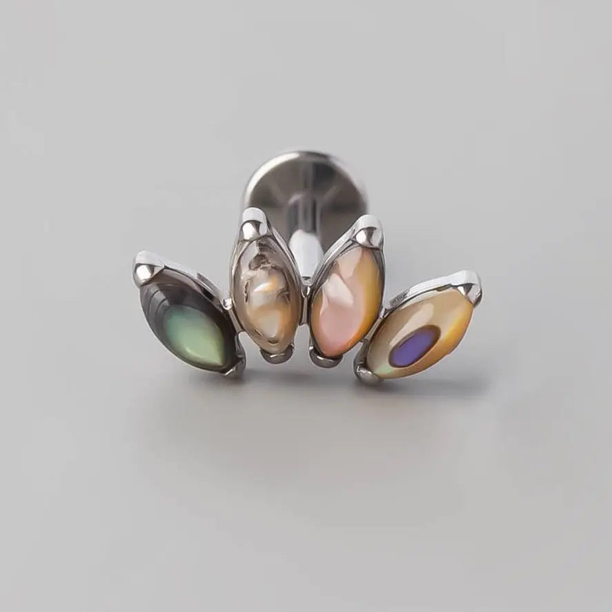 Quadruple Marquise Stone Labret in Abalone Shell - Titanium