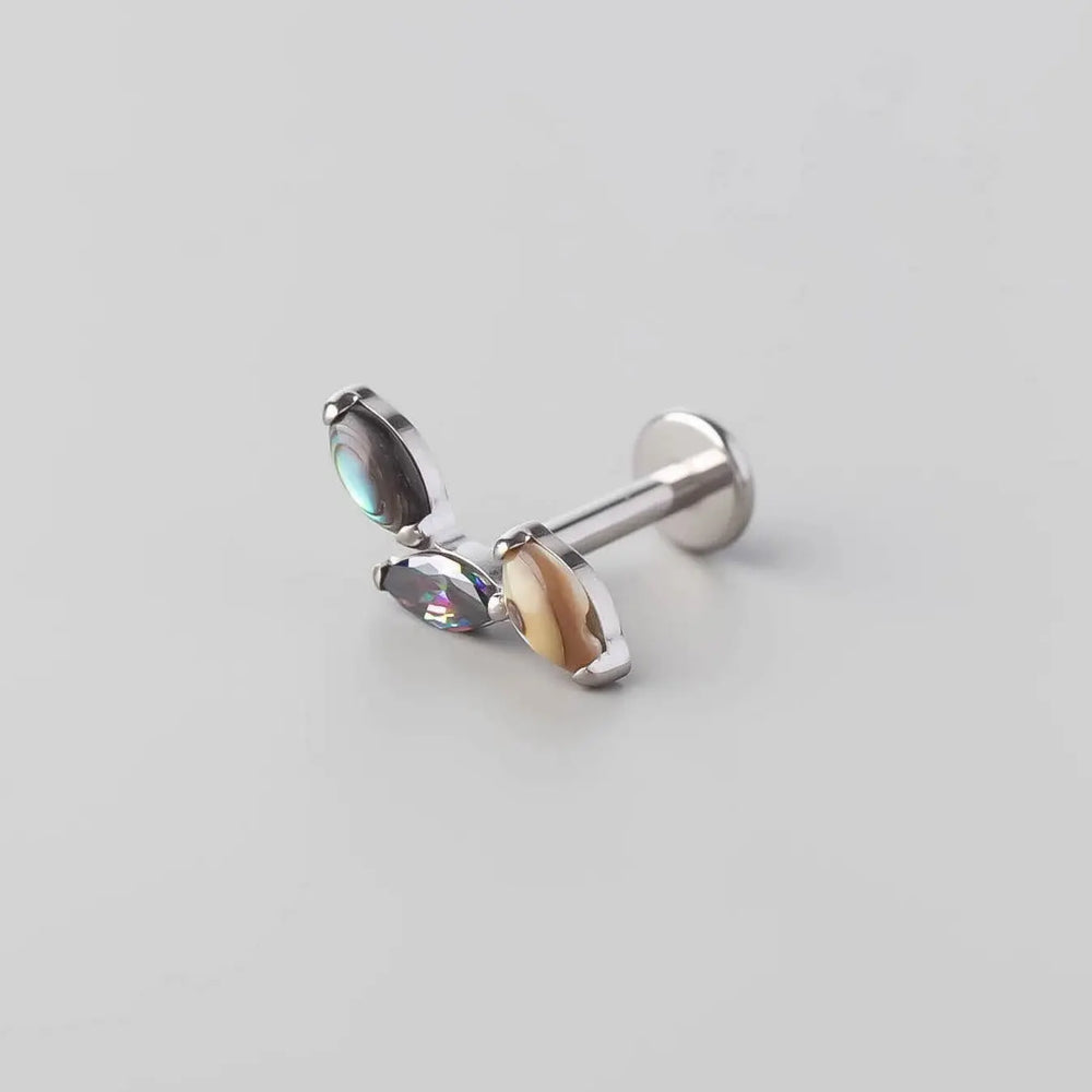 Triple Marquise Wide Labret in Abalone Shell + VM - Titanium