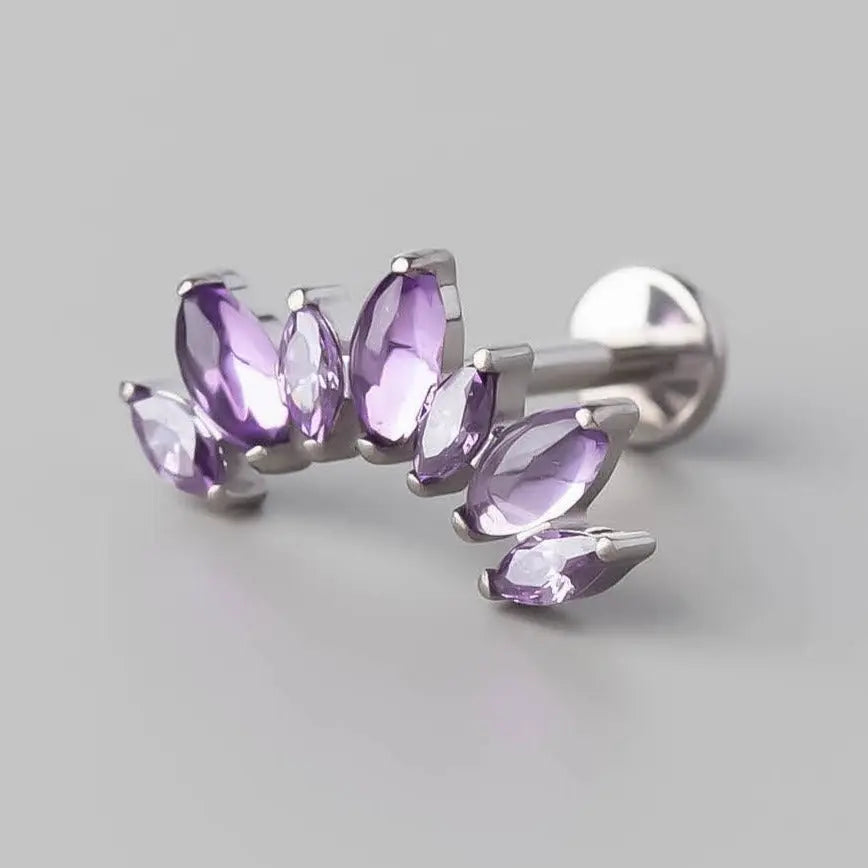 Seven Stone Labret in Amethyst - Titanium - Camden Body Jewellery