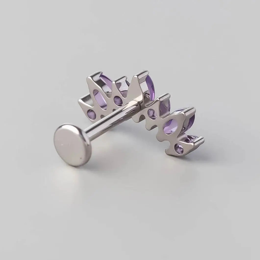 Seven Stone Labret in Amethyst - Titanium - Camden Body Jewellery