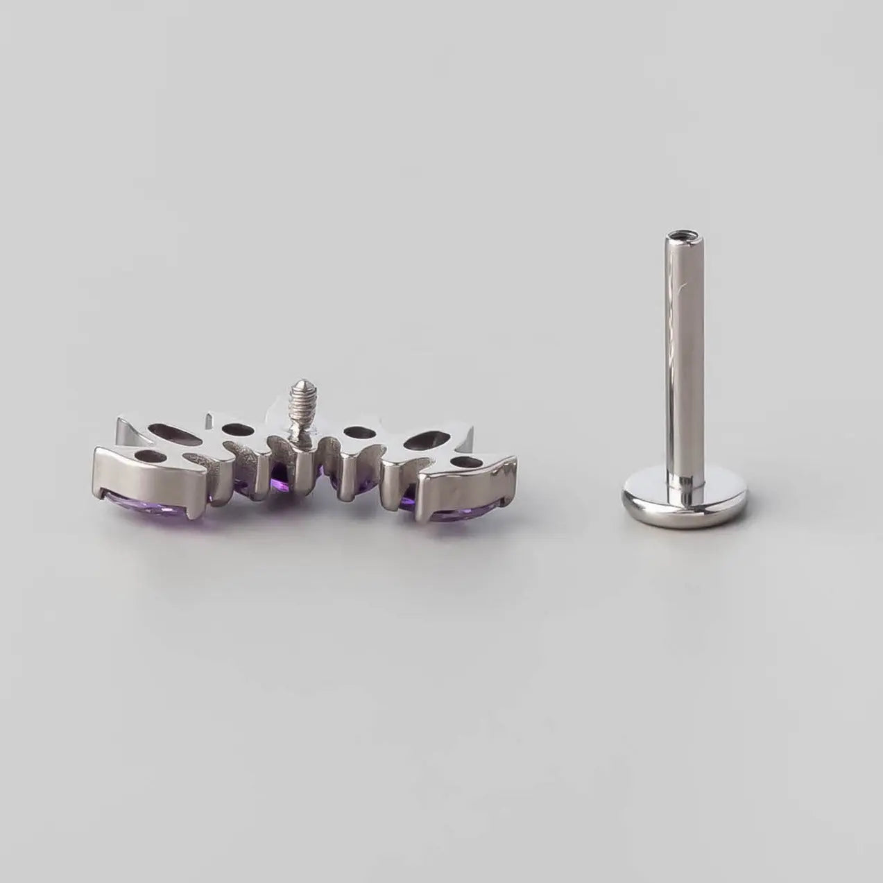 Seven Stone Labret in Amethyst - Titanium - Camden Body Jewellery