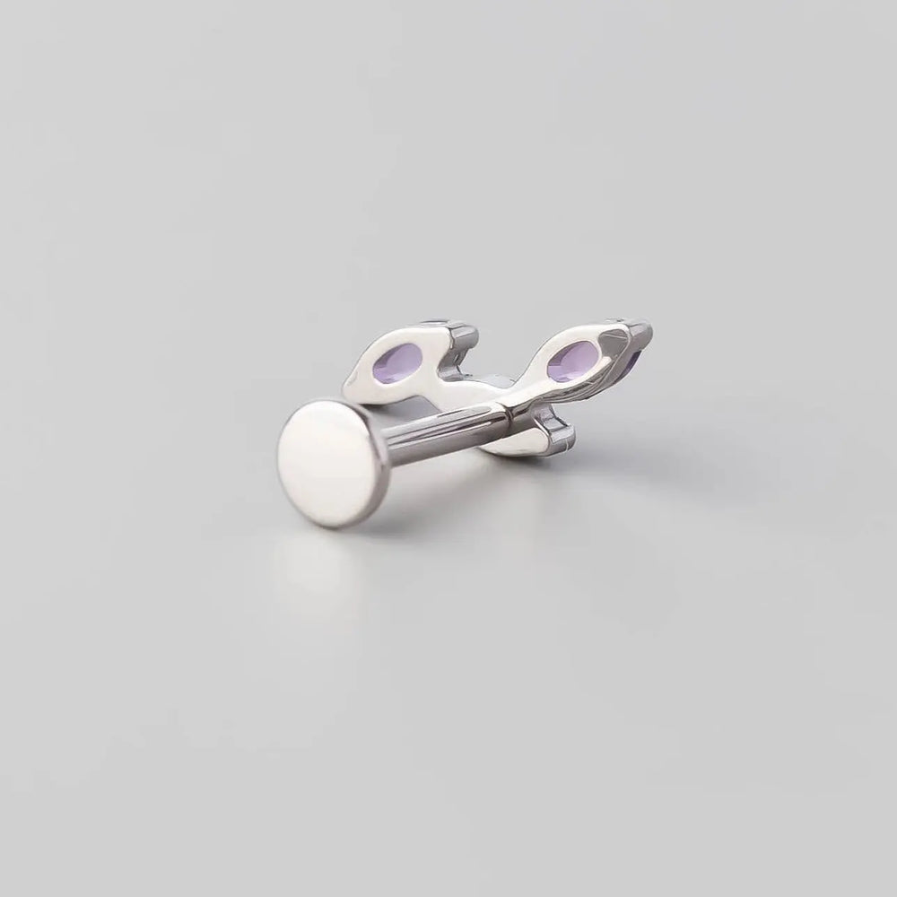 Triple Marquise Wide Labret in Amethyst - Titanium