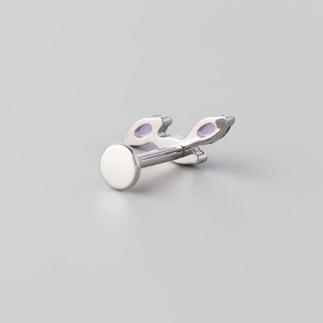 Triple Marquise Wide Labret in Amethyst - Titanium - Camden Body Jewellery