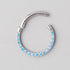 Hinged Segment Ring Front Face CZ in Aqua - Titanium - Camden Body Jewellery