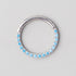 Hinged Segment Ring Front Face CZ in Aqua - Titanium - Camden Body Jewellery