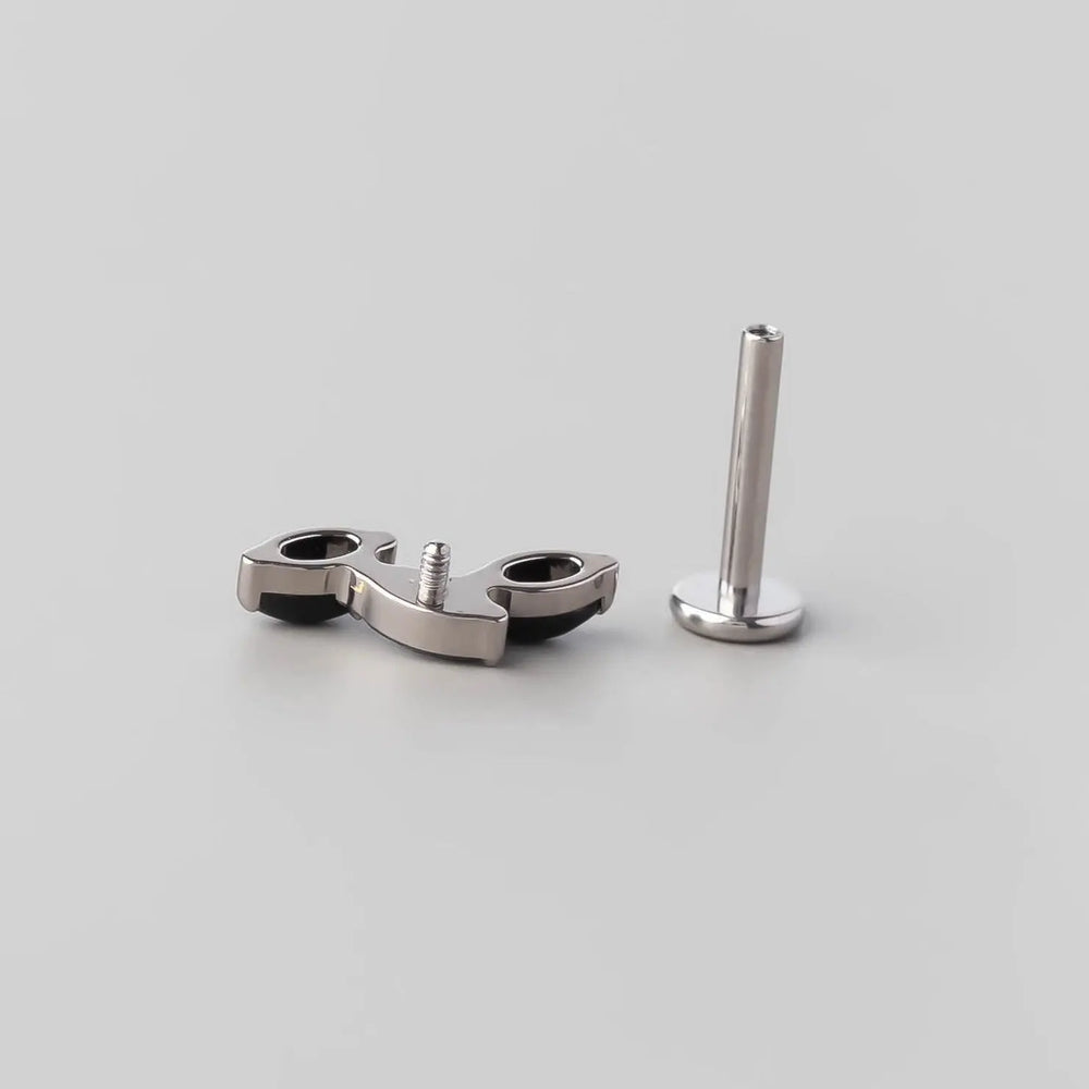 Triple Marquise Wide Labret in Black Onyx + Black - Titanium