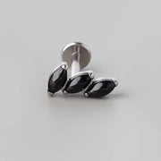 Triple Wonky Stone Labret in Black Onyx - Titanium - Camden Body Jewellery