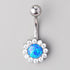 Flower Belly Bar with Blue Opal Stone Top - Titanium - Camden Body Jewellery