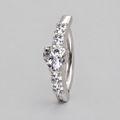 Hinged Belly Bar Full Pave Heart CZ Centre in Silver - Titanium - Camden Body Jewellery