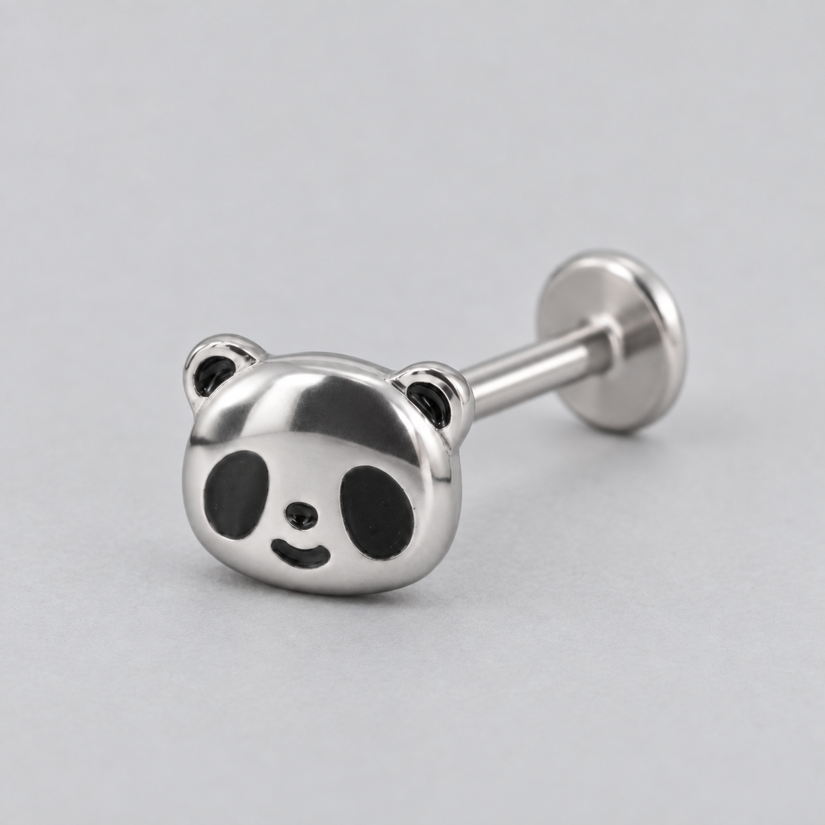 Panda Labret in Silver - Titanium - Camden Body Jewellery