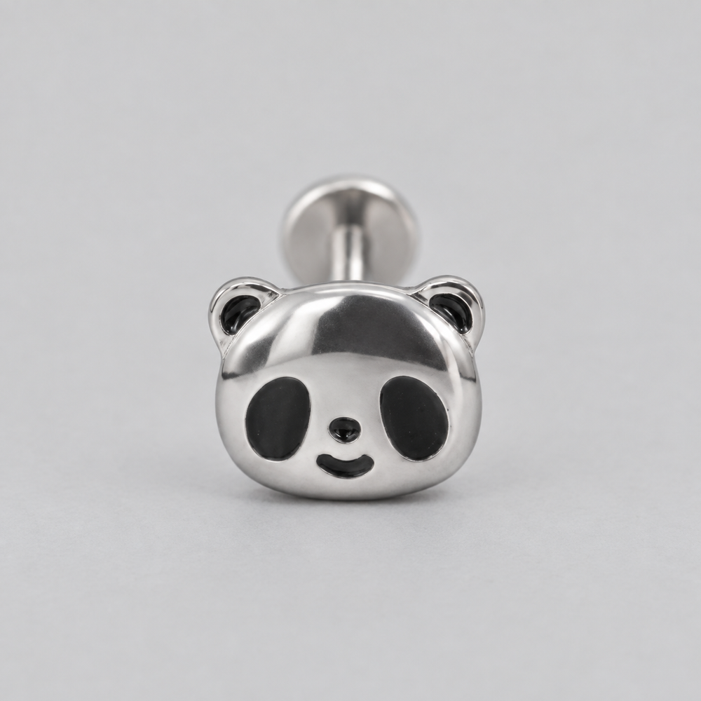 Panda Labret in Silver - Titanium