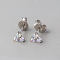 Triple Blaze AB CZ Stud Earrings in Silver - Titanium - Camden Body Jewellery