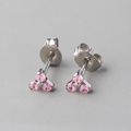 Triple Blaze Pink CZ Stud Earrings in Silver - Titanium - Camden Body Jewellery