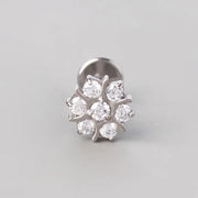 CZ Paved Flower Labret in Clear - Titanium - Camden Body Jewellery