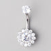 Flower Belly Bar with Clear CZ Top - Titanium - Camden Body Jewellery