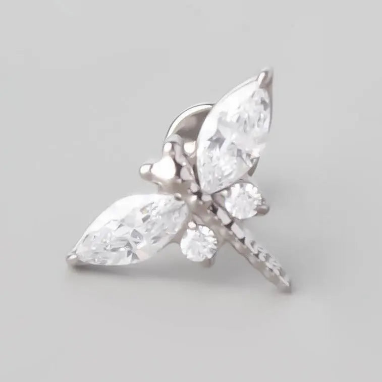 Dragonfly Labret in Clear - Titanium - Camden Body Jewellery