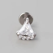 Quadruple CZ Triangle Set Labret in Clear - Titanium - Camden Body Jewellery