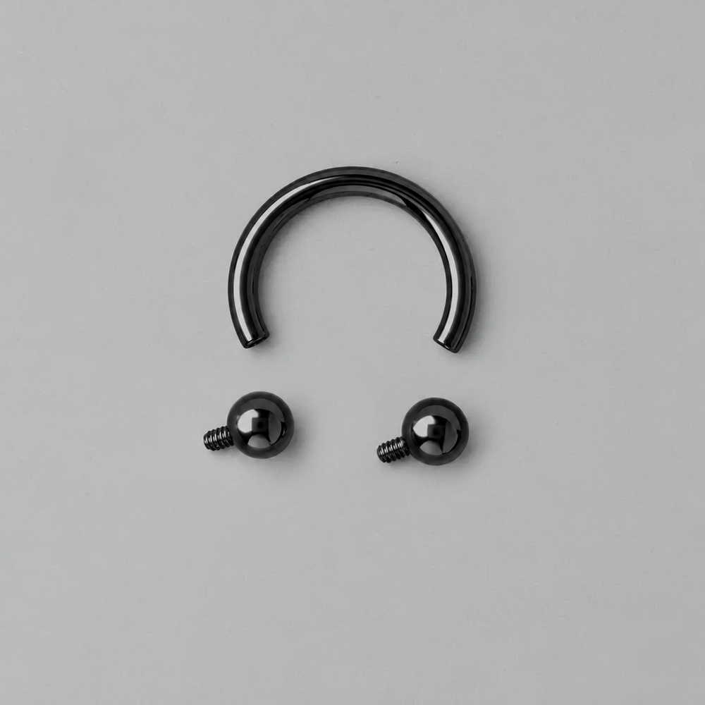 Circular Barbell with Balls in Black - Titanium