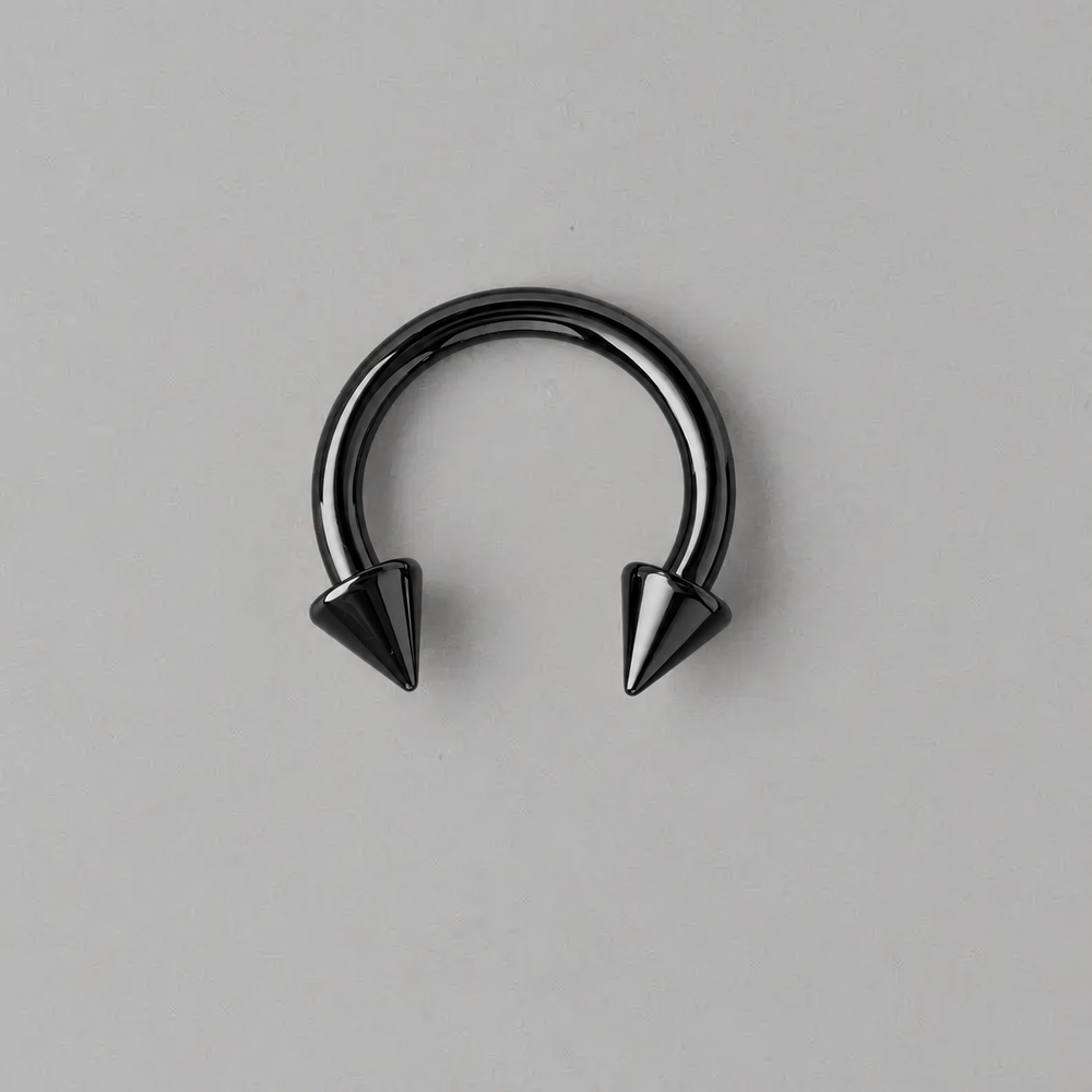Circular Barbell with Spikes in Black - Titanium