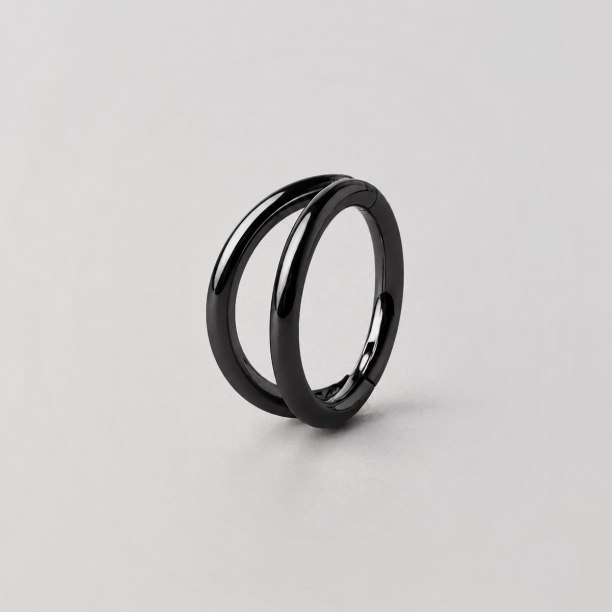 Duality Segment Ring in Black - Titanium - Camden Body Jewellery