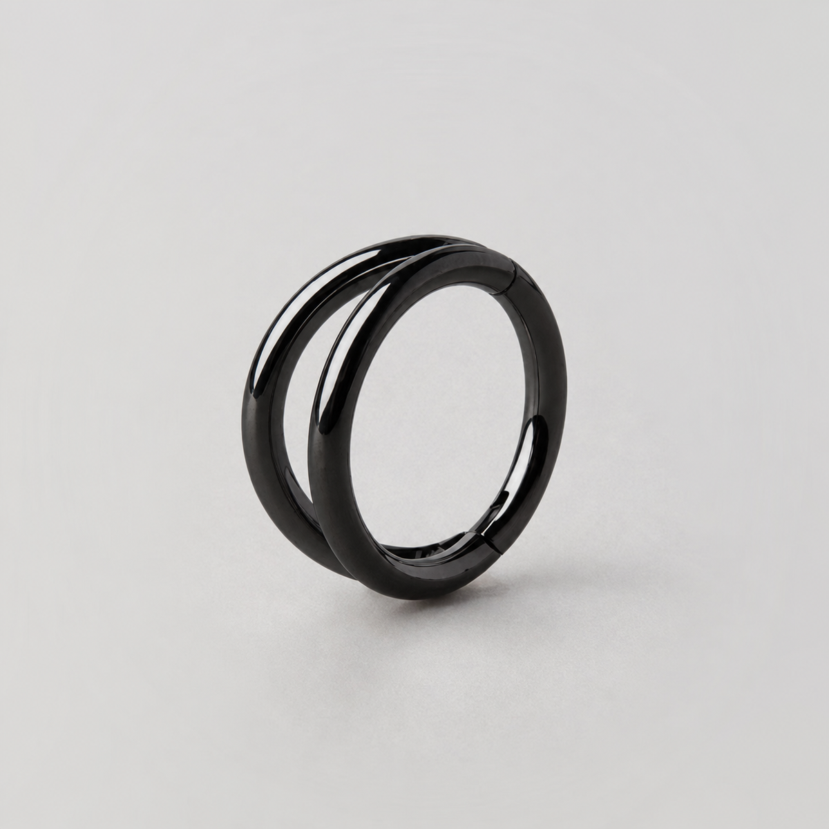 Duality Segment Ring in Black - Titanium - Camden Body Jewellery