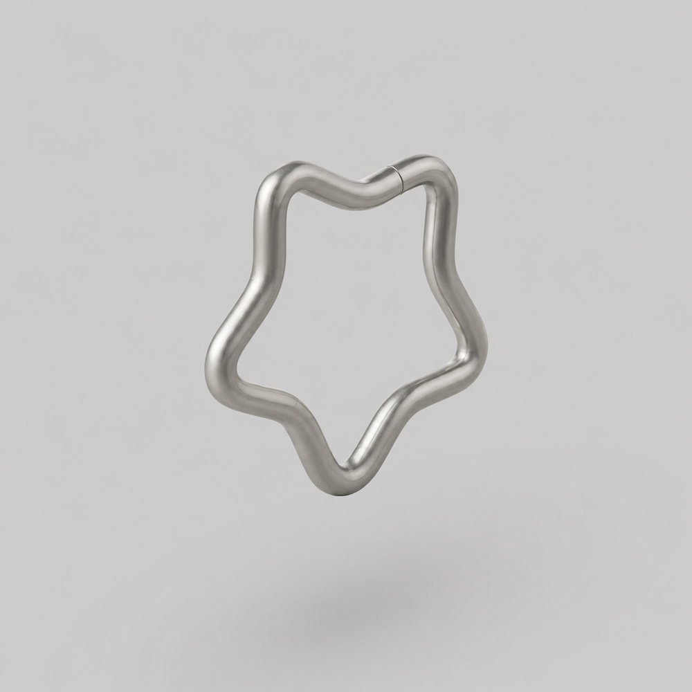 Star Shape Hinged Segment Ring in Silver - Titanium