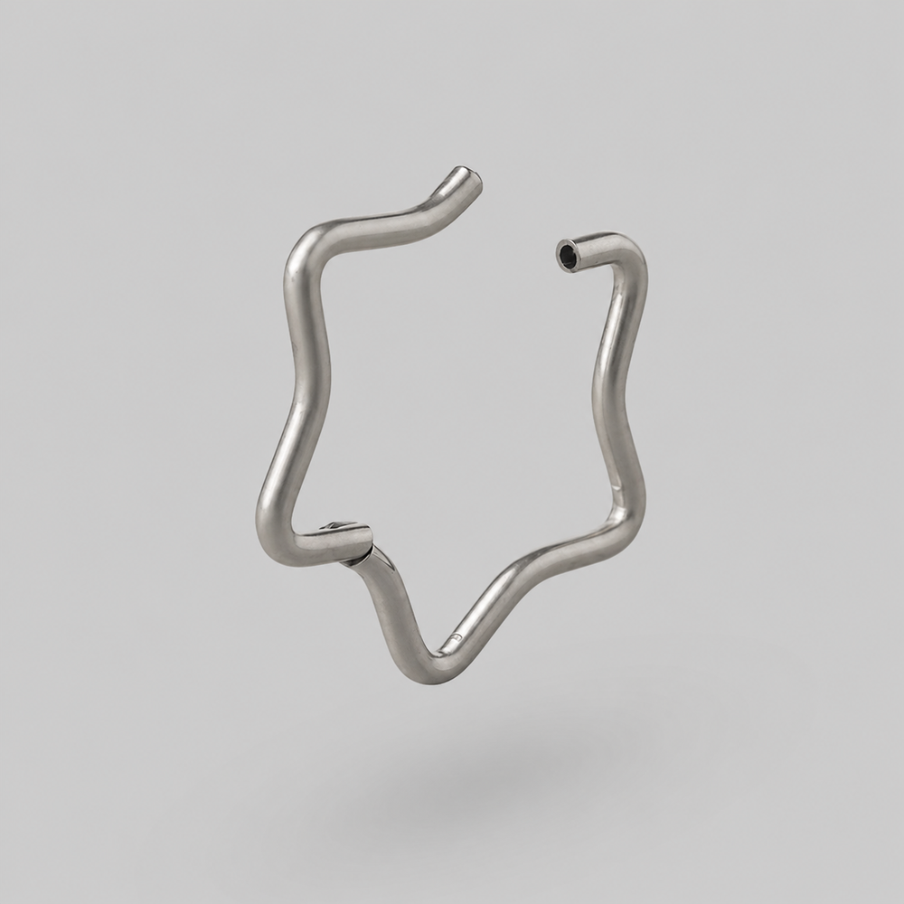 Star Shape Hinged Segment Ring in Silver - Titanium