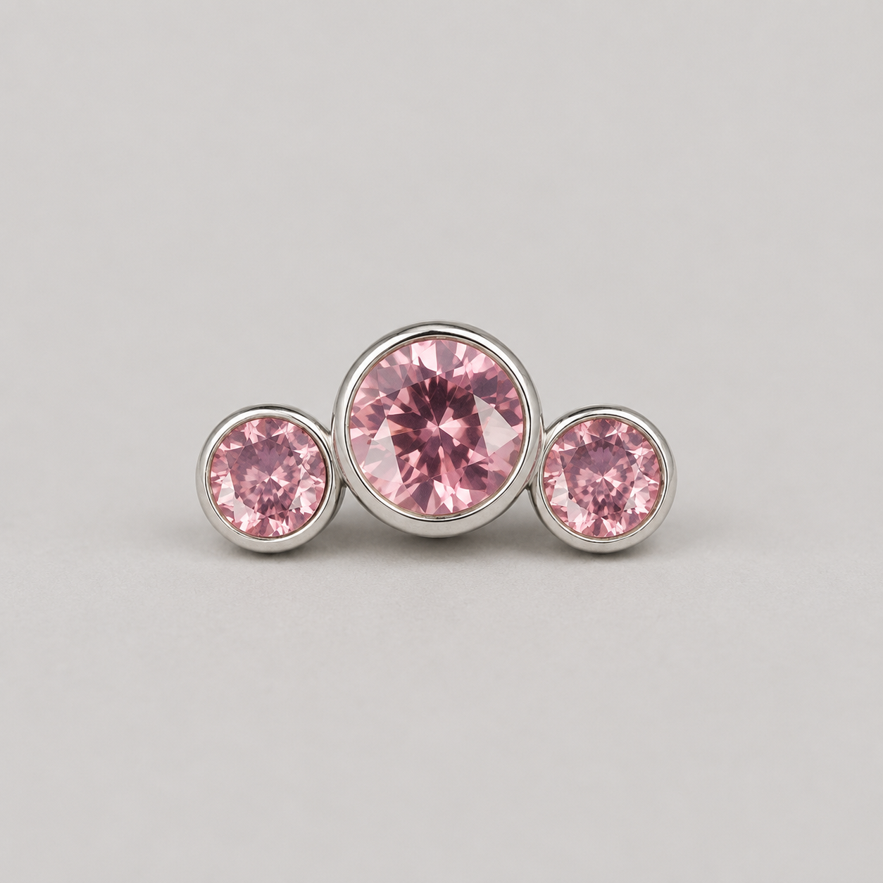 Triple Curved Pink CZ Gem Labret - Titanium - Camden Body Jewellery