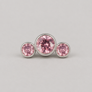 Triple Curved Pink CZ Gem Labret - Titanium - Camden Body Jewellery