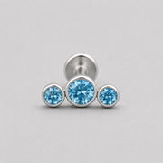 Triple Curved Aqua CZ Gem Labret - Titanium - Camden Body Jewellery