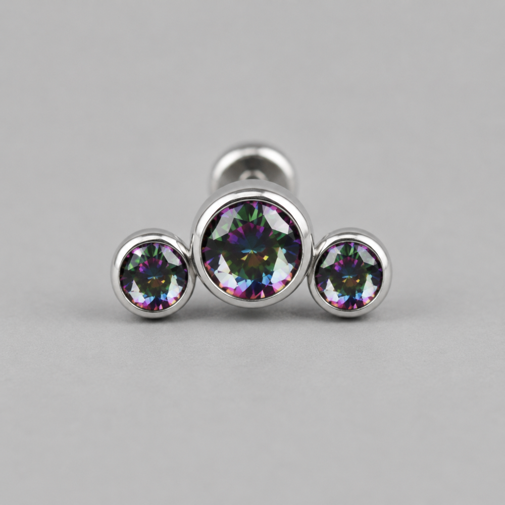 Triple Curved VM CZ Gem Labret - Titanium