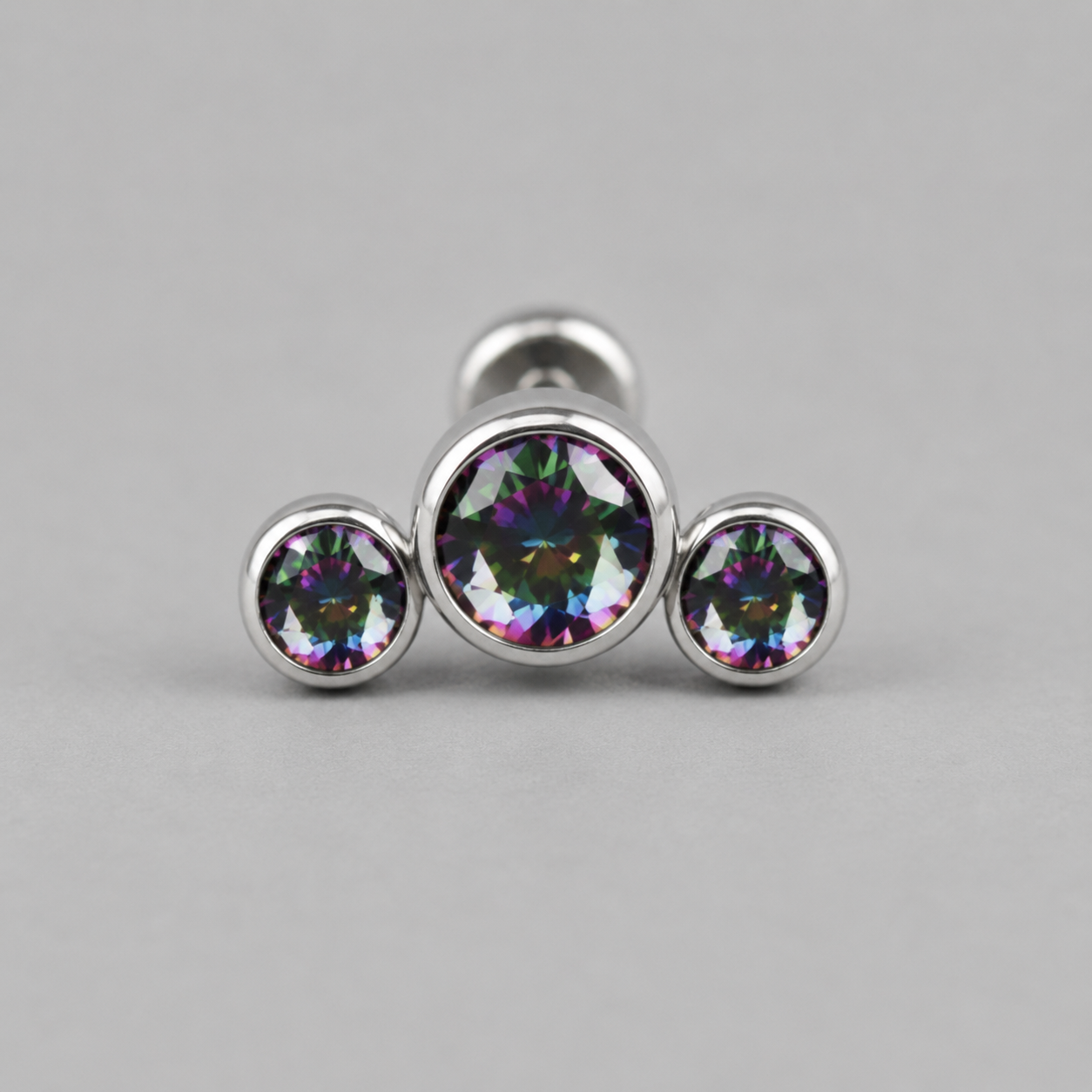 Triple Curved VM CZ Gem Labret - Titanium - Camden Body Jewellery