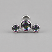Triple Curved VM CZ Gem Labret - Titanium - Camden Body Jewellery