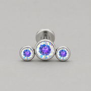 Triple Curved AB CZ Gem Labret - Titanium - Camden Body Jewellery
